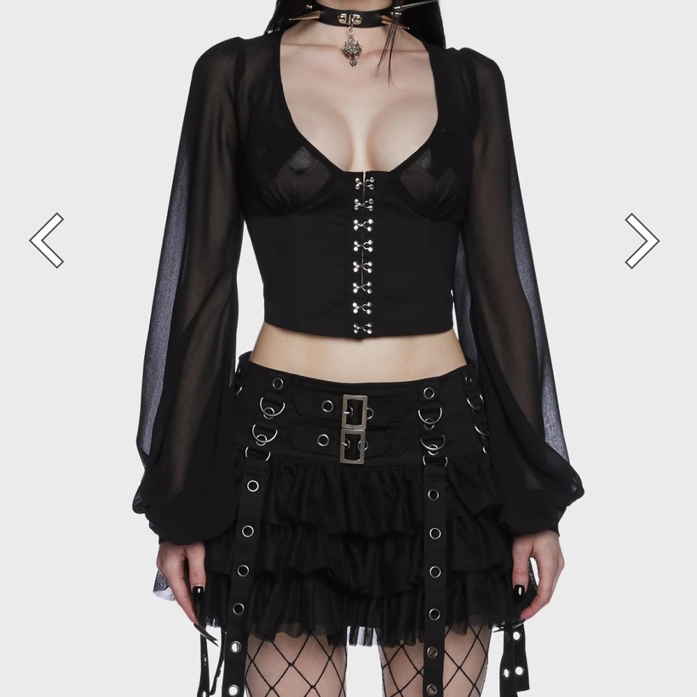Dolls Kill Widow Pleasing Terrors Chiffon Blouse